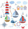 Wandsticker für Kinder Wandtattoo Aufkleber Wandaufkleber Kind Baby Kindergarten Zimmer Meer Ozean Schiffe Segelboote Boote Seelaterne Seeaufkleber Fisch Wanddeko Baby Kinder Sticker MK164B XL