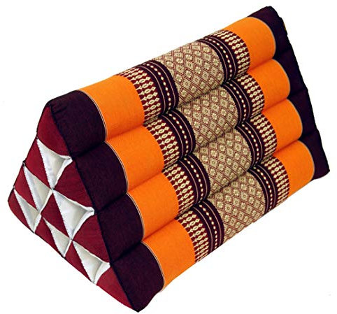 GURU SHOP Dreieck Thaikissen, Dreieckskissen, Kapok - Orange/braun, 30x30x50 cm
