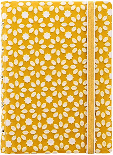 Filofax B115071U Notizbuch, nachfüllbar, Taschenformat, 112 linierte, bewegliche Seiten Inklusive 4 Indexen (eine mit Tasche), Lesezeichen und Gummibandverschluss, Gelb/Weiß