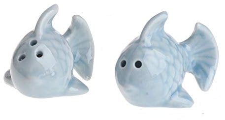Sitrda Salz- und Pfefferstreuer-Set, Fisch-Design, Keramik, Gewürzflasche, Hochzeitsgeschenk, Heimbedarf, 1 Paar