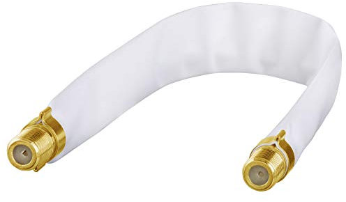 hb-digital 1x SAT Fensterdurchführung flach flexibel vergoldete Kontakte Weiß HQ Verbinder für Koaxialkabel Verkupplung für Türen Fenster Dachboden vergoldet F-Buchse