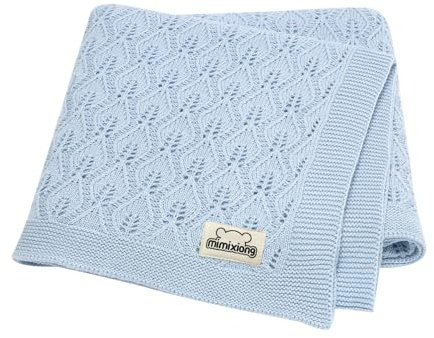 mimixiong Babydecke - 100% Babydecke Baumwolle - atmungsaktive Baby Decke - Kuscheldecke Baby Geschenk Junge & Mädchen (Blau)
