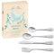 Maverton Kinderbesteck Set mit Gravur + Holzbox mit Aufdruck - aus Edelstahl - mit Tieraufdruck - 4-teilig - personalisierbar - Braun - Geschenk Geburtstag, Taufe, Geburt - Taube 1