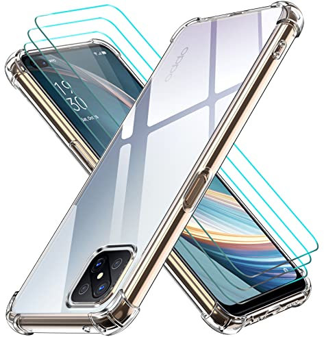 ivoler Klar Hülle für Oppo Reno4 Z 5G / Oppo Reno 4Z 5G mit 3 Stück Panzer Schutz Glas, Dünne Weiche TPU Silikon Transparent Stoßfest Schutzhülle Durchsichtige Kratzfest Handyhülle Case