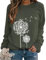 Dresswel Damen Löwenzahn Sweatshirt Langarmshirt Pusteblume Drucken Pullover Herbst Winter Bluse Tops Oberteile (2-Dark Green, L)