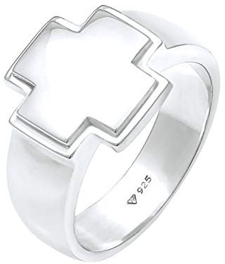 Kuzzoi Siegelring Herrenring Kreuzring, massiver Ring (15 mm) mit Kreuz Symbol für Herren in 925 Sterling Silber, Gebet Kreuz Ring für Männer, Ringgröße 64, 0601851121_64