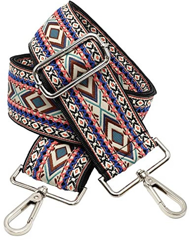 BENAVA Verstellbarer Schulterriemen für Taschen 75-135 cm | Taschengurt Bunt Breit 50mm | Farbe Karabiner Silber | Taschengurte zum Wechseln | Schultergurt für Taschen