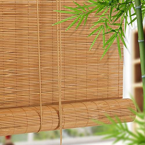 Natürliche Bambus-Rollo Raffrollo,Bambusrollo,Holzrollo Jalousie,Schnurzugrollo,Vorhang,Lichtfilter-Rollo,Verdunkelungsrollos,Sichtschutz,für Teehaus/Restaurant/Garten/Balkon (90x240cm/36x95in)