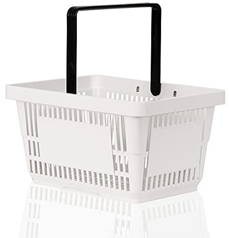 Einkaufskorb 22l weiß Handkorb mit Tragebügel | Kunststoffkorb stapelbar | Tragekorb stabil | Plastikkorb lebensmittelgeeignet | Shopping-Basket