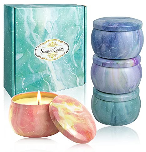 Duftkerzen Geschenkse 4 Pack: 4.4 Oz Sojawachs Aromatherapiekerze stark duftenden ätherischen Ölen zum Stressabbau,Weihnachtsgeburtstag Muttertag Geschenk,Kerzen Deko&Bad