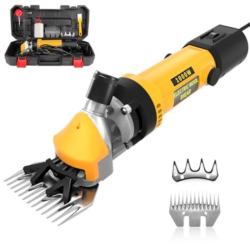 PAT JUUMG 1000w Elektrische Schermaschine für Schafe,Professionelle schafscheren mit 6-Gang Einstellbar,schaf schere für Alpakas Ziegen Pferde Bauernhof mit Koffer