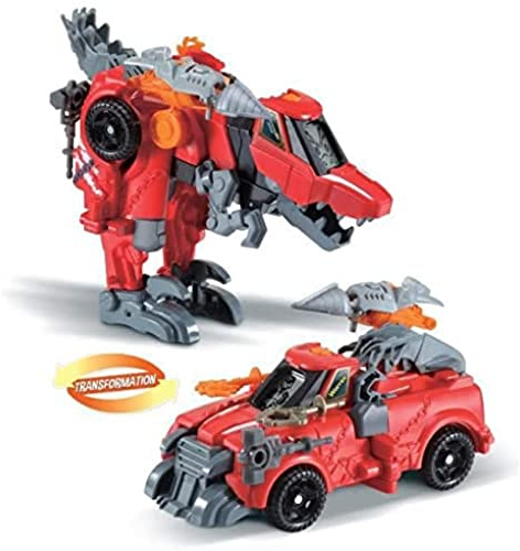 VTech - Switch & Go Dinos Lanceur, Dinosaure Sonore Warrior, Super Vélociraptor, Jouet 2 en 1 Transformable en Voiture de Course, Tirs de Projectiles, Cadeau Enfant Dès 4 Ans - Contenu en Français