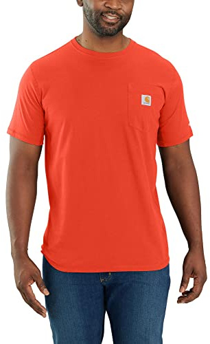 Carhartt Herren T-Shirt Force Flex Pocket, Cherry Tomato, Größe: S