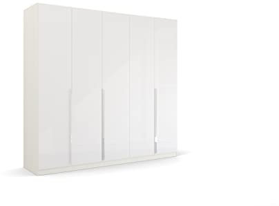 Rauch Möbel Glamour by Quadra Spin Schrank Drehtürenschrank, Hochglanz Weiß / Weiß, 5-trg., inkl. 3 Kleiderstangen, 3 Einlegeböden, BxHxT 226x210x54 cm