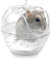 Andiker Baignoire en plastique transparent pour hamster, petit animal domestique, sauna, bac de toilette avec pelle pour hamster, gerbil, chinchilla, ours en soie doré (S)