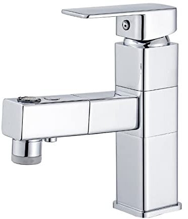 Ksunun Wasserhahn Bad,Waschtischarmatur Mit Herausziehbarer Brause,Einhand-Waschtischbatterie, SpüLtischarmatur KüChe Mit 3 Strahlarten,Armatur Waschbecken Chrom,Mischbatterie Waschbecken Armaturen