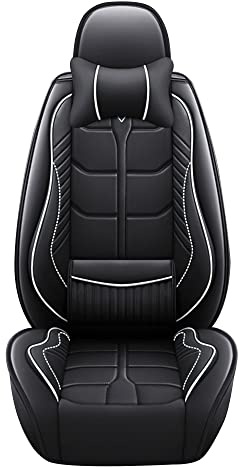 maiqiken Autositzbezug Für Jeep Wrangler JK Sahara Sport 2004-2024 Komplettset 5 Sitze Allwettereinsatz Auto Ledersitzbezug Schwarz Weiß