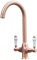 Liquida W22CP Traditional Swivel Spout Twin Lever Copper Kitchen Mixer Tap