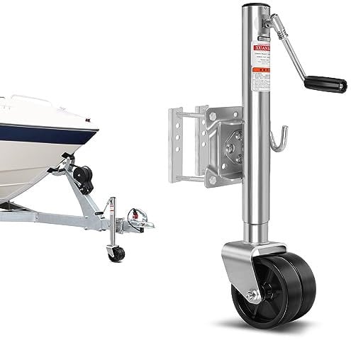 Anhänger Schwerlast Stützrad 57 mm Klappbar, Stützlast 680 kg mit Montiersatz und 6 Zoll Vollgummireifen, Hochleistungs Stützrad für Anhänger, Wohnwagen & Pferdeanhänger aus Stahl Verzinkt