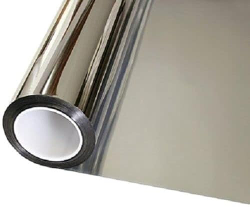 5% VLT Chrom-Silber-Tönungsfolie, 61 cm x 1,8 m, Sichtschutz, Tönungsglas, UV-reflektierend, Sonnenblockierung, Wärmeregulierung, nicht klebend, Fensterblenden