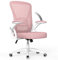 rattantree Sedia da Ufficio con Supporto Lombare, Sedia Ufficio Ergonomica con Braccioli Regolabili in Rete Traspirante, Altezza Regolabile e Schienale Inclinabile con Ruote Girevoli, Rosa