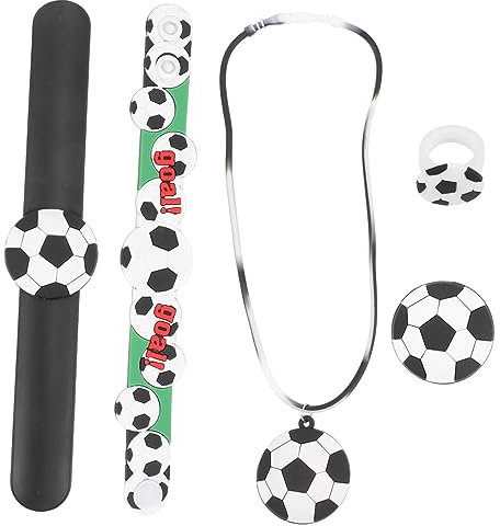 Toyvian 1 Satz Fußball-Party- Fußball-Party-Goodie-Bag-füller Fußball-Armband Fußballparty Zugunsten Fußball-schlagarmband Fußball-fußball-brosche DIY-Ring Schmuck Kind Charme PVC