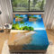 3D Hawaii Spannbettlaken 120x200cm, Hawaii Mikrofaser Bettlaken für Kinder Erwachsene, Boxspringbett Spannbetttuch bis 30 cm Matratzenhöhe, Bettlaken 120x200cm mit 1 x Kissenbezügen