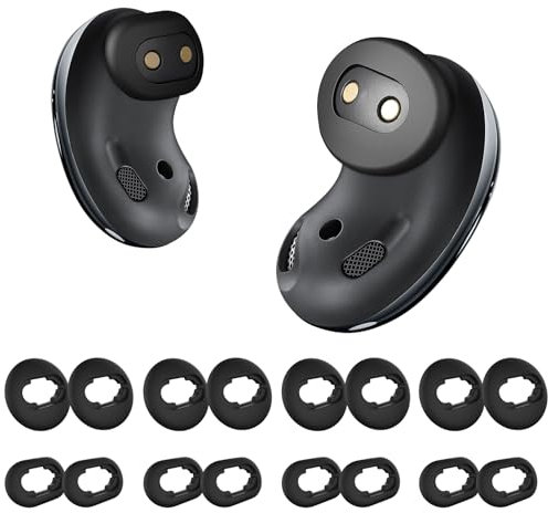 8-Pack L/S Silikon-Ohrstöpsel für Galaxy Buds Live- Premium Schwarze Ersatz-Ohrstöpsel und Flügeladapter für Samsung Galaxy Buds Live Zubehör (Schwarz, S/L)