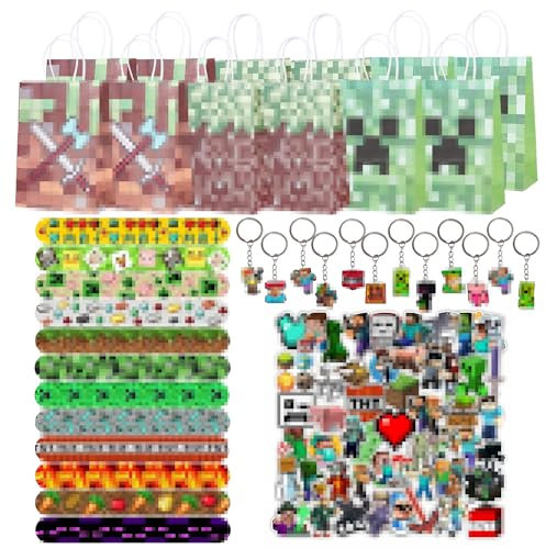 DEVOKE Spiel Bambini Feste Bomboniere 86 Pezzi, Adesivi Spiel, Portachiavi Spiel, Sacchetti Regalo Spiel, Braccialetti Slap Spiel, Adesivi Regali per Feste di Spiel Compleanno.