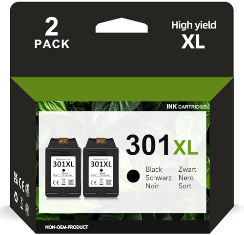 Firstoner 301XL Druckerpatronen Schwarz, 301XL Ersatz für HP 301 Druckerpatronen, Tintenpatronen 301 für Envy 5530 4500 5532 4504 4505 DeskJet 1000 1050 2540 3050 OfficeJet 2620 2622 4630 (2 Schwarz)