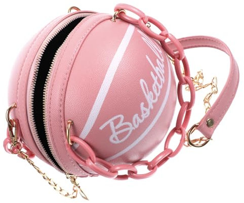 WRITWAA Modische Basketballform UmhäNgetasche Damen Klein, Trendy Handtasche FüR Freizeit Und Ausgehen, Rosa Tasche Aus Hochwertigem Material