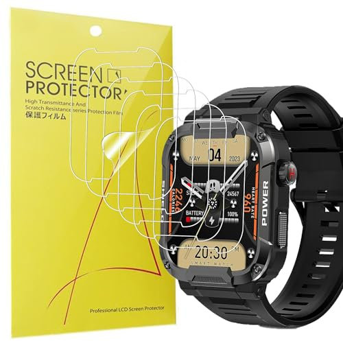 Blueshaweu Schutzfolie Kompatibel für Carneedi Smartwatch 1,85 Mk66, HD klar Flexible TPU Displayschutzfolie [6 Stück] für Carneedi Mk66 Smartwatch (transparent)