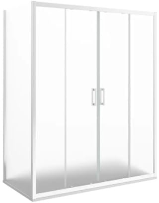 Cabine de douche 180 x 70 cm, hauteur 200 cm, 1 cristal fixe + Ap. 4 cristaux centraux, cristal satiné