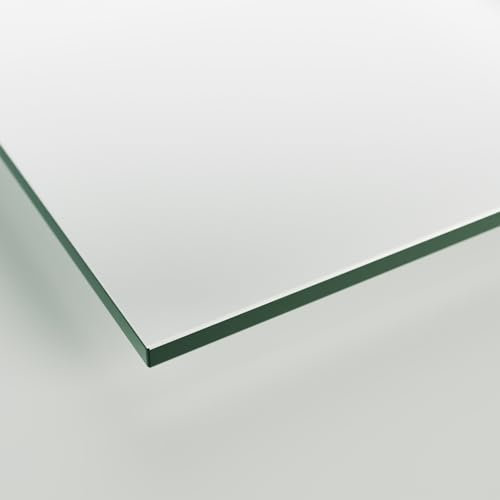 Glasplatte Tisch 80x80 ESG Glas 6mm nach Maß klar - Glasscheibe 80 x 80 cm für Schreibtisch Schminktisch - Sicherheitsglas Glasplatten nach Maß rechteckig als Schutz transparent