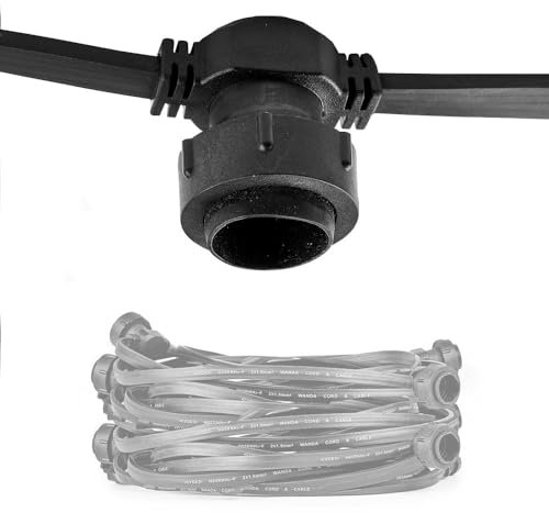LHW-Licht Lichterkette 10 Meter schwarz Komplettset mit 10 E27 Fassungen und Dichtungen verlängerbar für Außenbereich