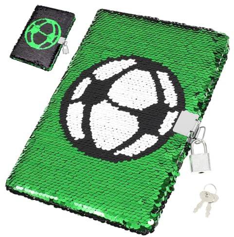 JOINPAYA Fußball-notizbuch Tagebuch Schloss Jungen Pailletten-tagebuch Dicke Seiten Zum Schreiben Planer Tagebuch Kreatives Schreiben