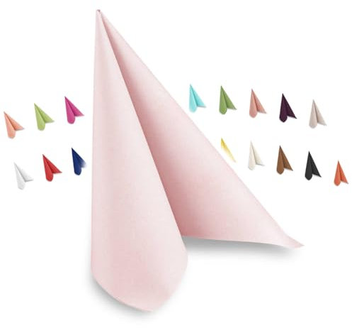 Hypafol Airlaid-Serviette zart rosa | 50 St. | unterschiedliche Farben für jeden Anlass | 40 x 40 cm | abgestimmt auf Einrichtung & Dekoration | für Gastronomie und Zuhause