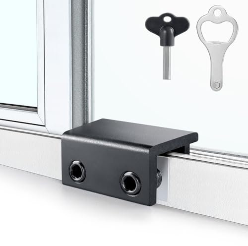 ZRFCXE Cerraduras de ventana, paquete de 4 cerraduras corredizas con llave para puertas corredizas verticales y horizontales, fácil de instalar, cerradura de seguridad ajustable para patio, dormitorio