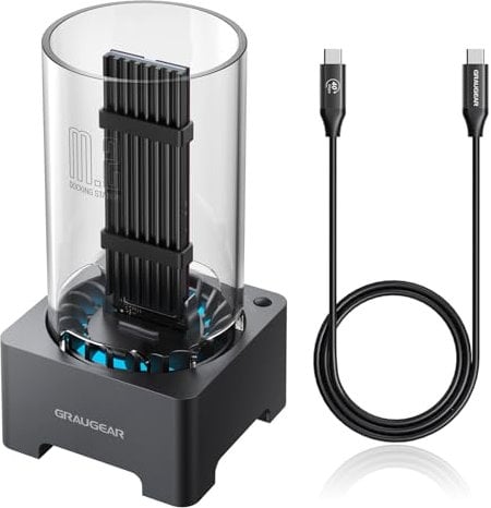 GRAUGEAR 40Gbps M.2 NVMe SSD Dockingstation, USB 4.0 Dock mit Lüfter, UASP Trim Unterstützung, kompatibel mit Thunderbolt 4/3, ASM2464PD Chip, (40Gbps Dock)