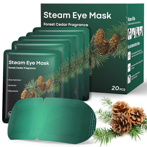 20 Packs Steam Eye Mask Warming Eye Mask Self Heating Eye Mask Sleep Mask Heated Eye Mask for Dry Eyes Fatigue Great Gift,Relaxing & Soothing Hot Compress for Stress Relief and Eye Care (Cedarwood)