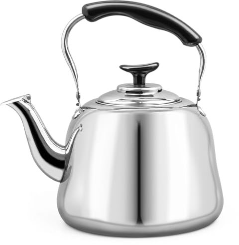 Stainless Steel Tea Kettle, Whistling Stovetop Tea Kettle 2L Tea Pots with Handle, Stove Top Teapots Teakettle for Boiling Water Coffee Milk, Camping Kettle