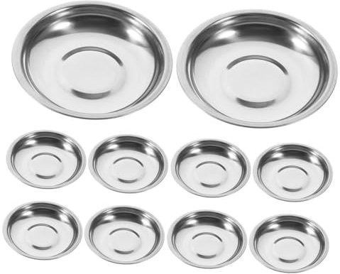 SHOWERORO Plats à Sauce En Acier Inoxydable Épais 10 Cm Ronds En Lot De 10, Bols à Sauce Soja Robustes En Métal Alimentaire Pour Service De Condiments