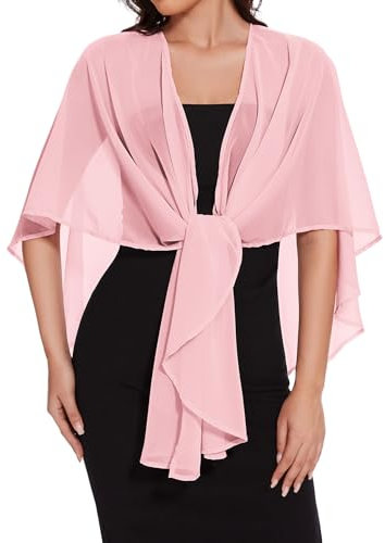 CHICGAL Schals und Wickeltücher für Abendkleider, durchsichtig, Chiffon, Schal, Hochzeit, Brautschmuck, Pink, Einheitsgröße