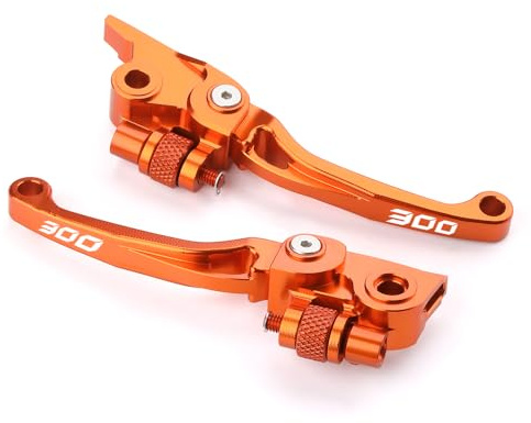 Super Vici Motorrad Bremshebel und Kupplungshebel Kompatibel mit 150 ECX TPI 2020-2023 | 250 EXC/TPI 300 EXC/TPI 2014-2023 | 450/500 EXC 2014-2016 Zubehör (300-Orange)