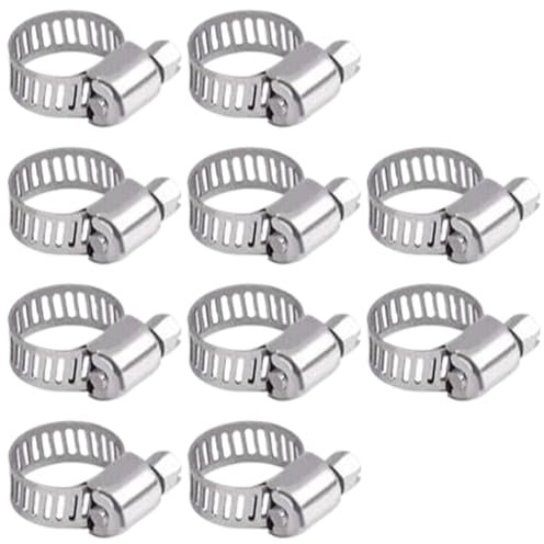 10 Pcs Hose Clips, Clips for Jub-ilee 6-12mm Hose Clamps 304 Stainless Steel Pipe Clamps for Exhaust Hose Pipe Washing Machine Car Auto Pack