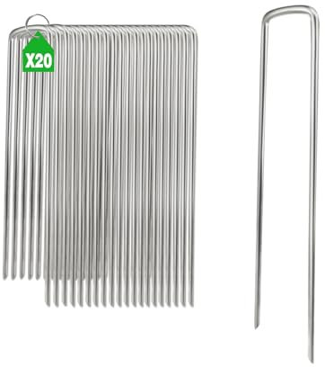 YFLeomry 20 Stück 100 x 40 x 3.8mm Verzinkt aus Stahl Erdanker Bodenanker, Erdhaken Garten,Zelthaken Heringe,Erdnagel für Unkrautvlies, Gartenvlies, Zaun, Vogelschutznetz, Camping