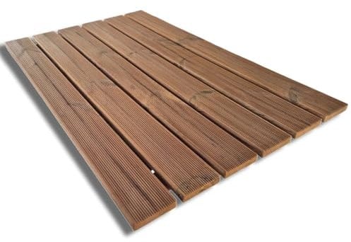 SUNWOOD Pedana doccia in legno Thermo-Wood 118x78 cm interno/esterno, con piedini antiscivolo