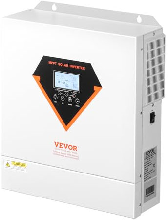 VEVOR Onduleur Solaire Hybride 3500 W Chargeur à Onde Sinusoïdale Pure Tout-en-Un, 24 V CC vers 220/230 V CA, avec Contrôleur Solaire MPPT 100 A Intégré, pour Systèmes Photovoltaïques Hors Réseau