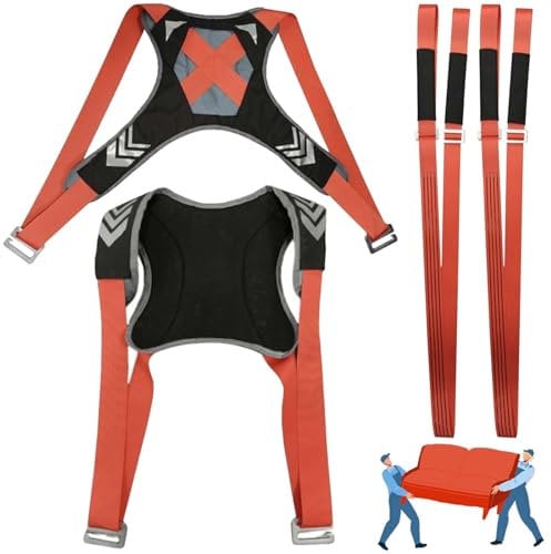 Tragegurte Umzug 2 Personen Tragegurt mit Tragfähigkeit 400 kg zum Heben, Tragen und Bewegen von Möbeln, Haushaltsgeräten, Matratzen – Ideal für den Umzug, Transport und Gartenarbeit (Orange)