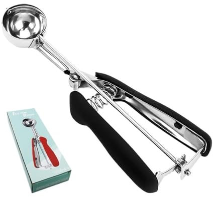 Cuchara de helado de acero inoxidable para hornear galletas, cuchara de masa de galletas, herramienta de cocina antideslizante (60)